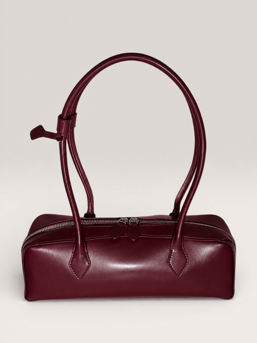 Sac baguette femme en cuir véritable MAÏA Bordeaux – Lilya Studio