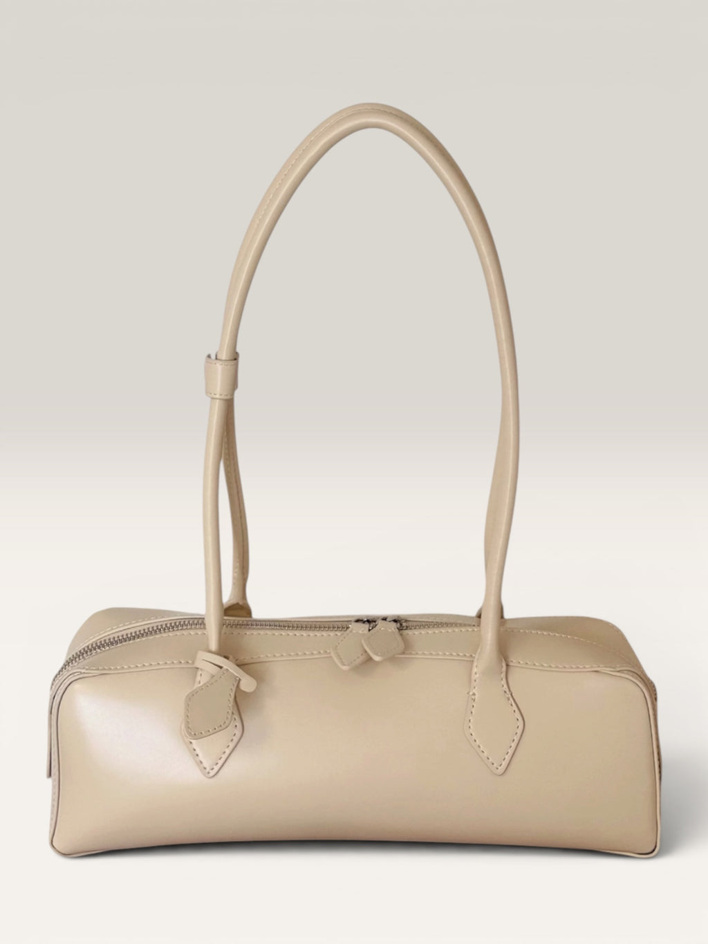 Sac baguette femme en cuir véritable MAÏA crème – Lilya Studio