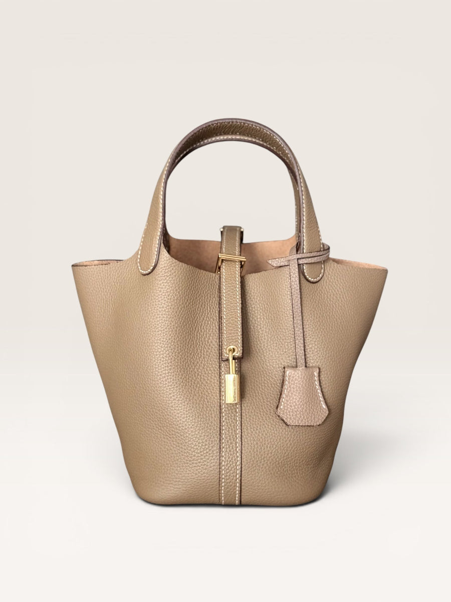 Sac à main femme en cuir véritable CAPRI kaki – Lilya Studio